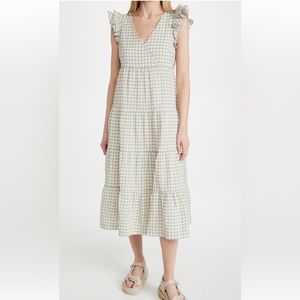 Madewell Gingham Midi Dress in Cream and Blue